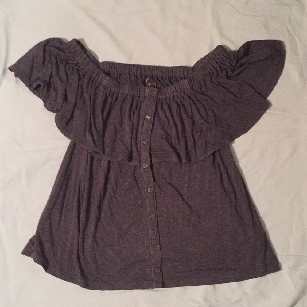 American Eagle Grey Off The Shoulder Top